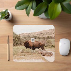 🗺️ Lost in the Wild | Mouse Pad for Office Desk || bison photo, art, home decor
